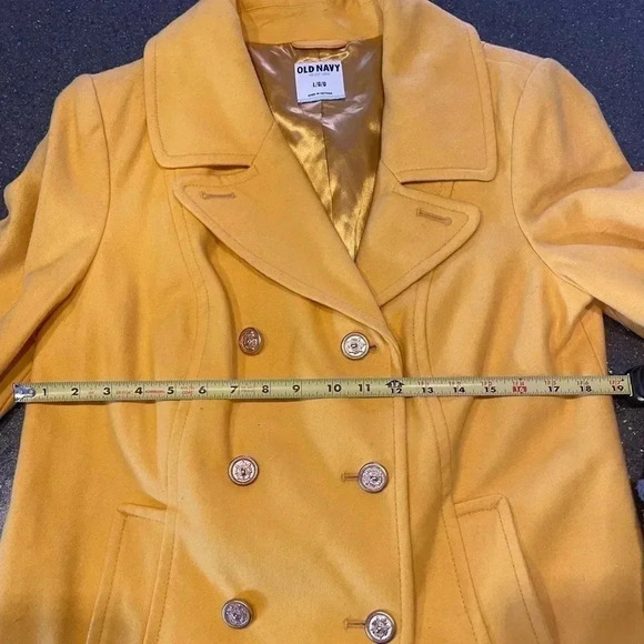 Old Navy Women's Yellow Wool Double Breasted Peacoat Sz L - Picture 5 of 10